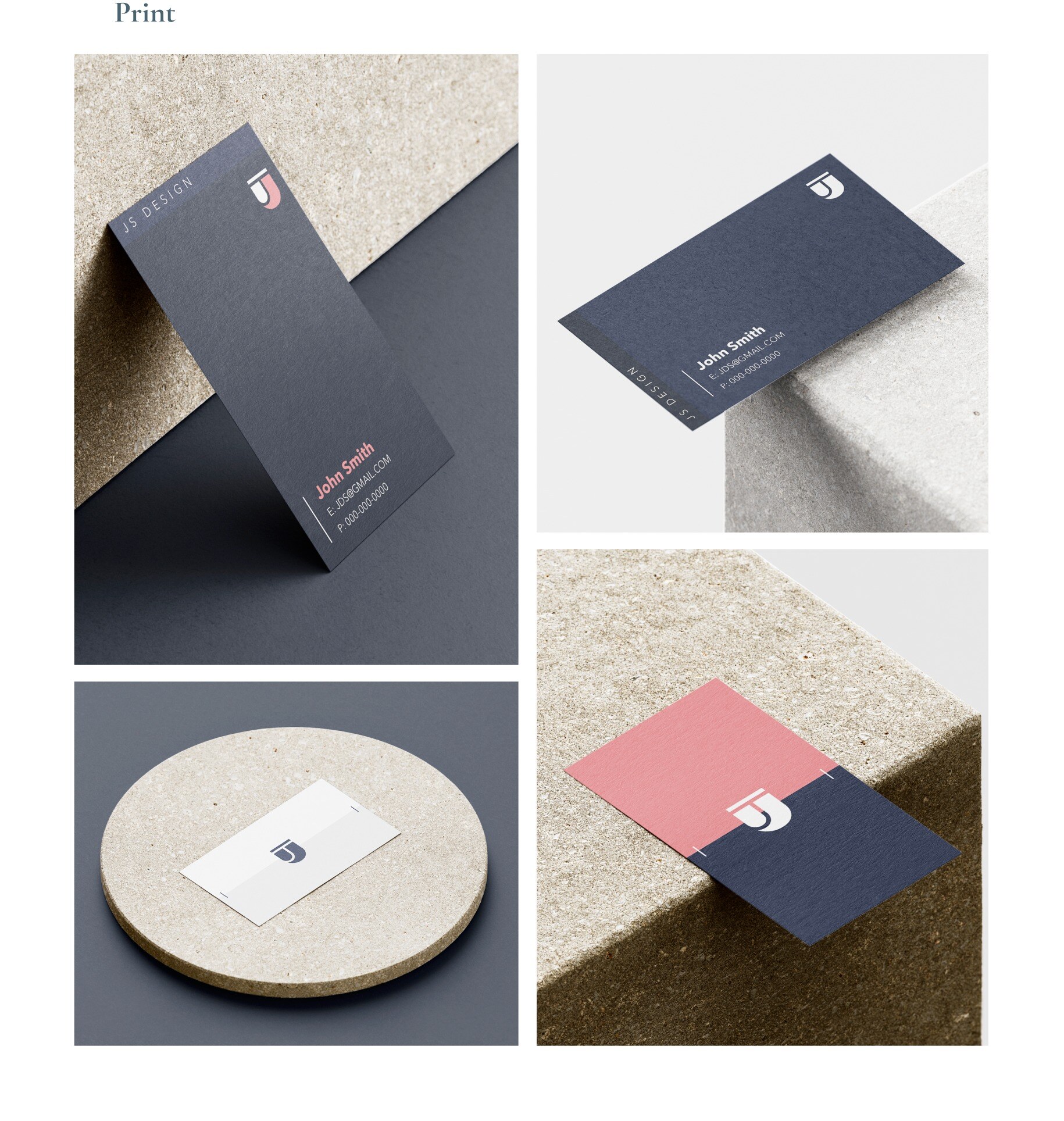 JS Design business card mockup