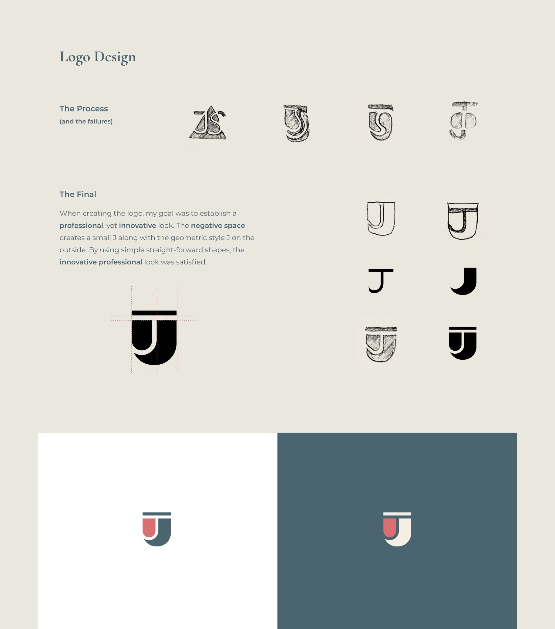 JS Design logo concepts from sketch to digital