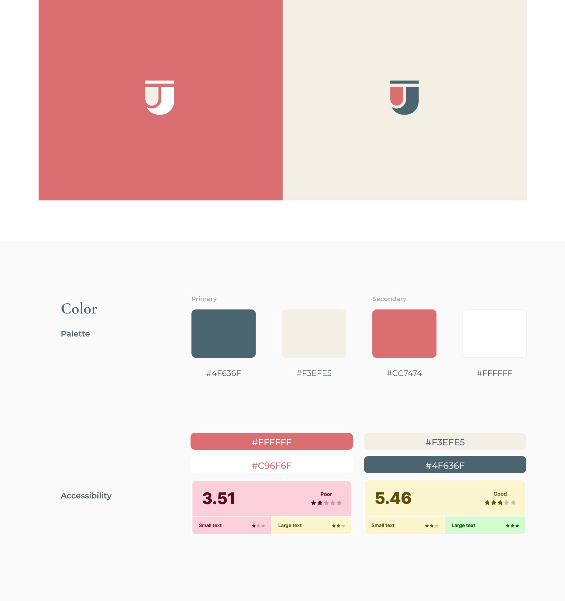 JS Design logo concepts with color scheme