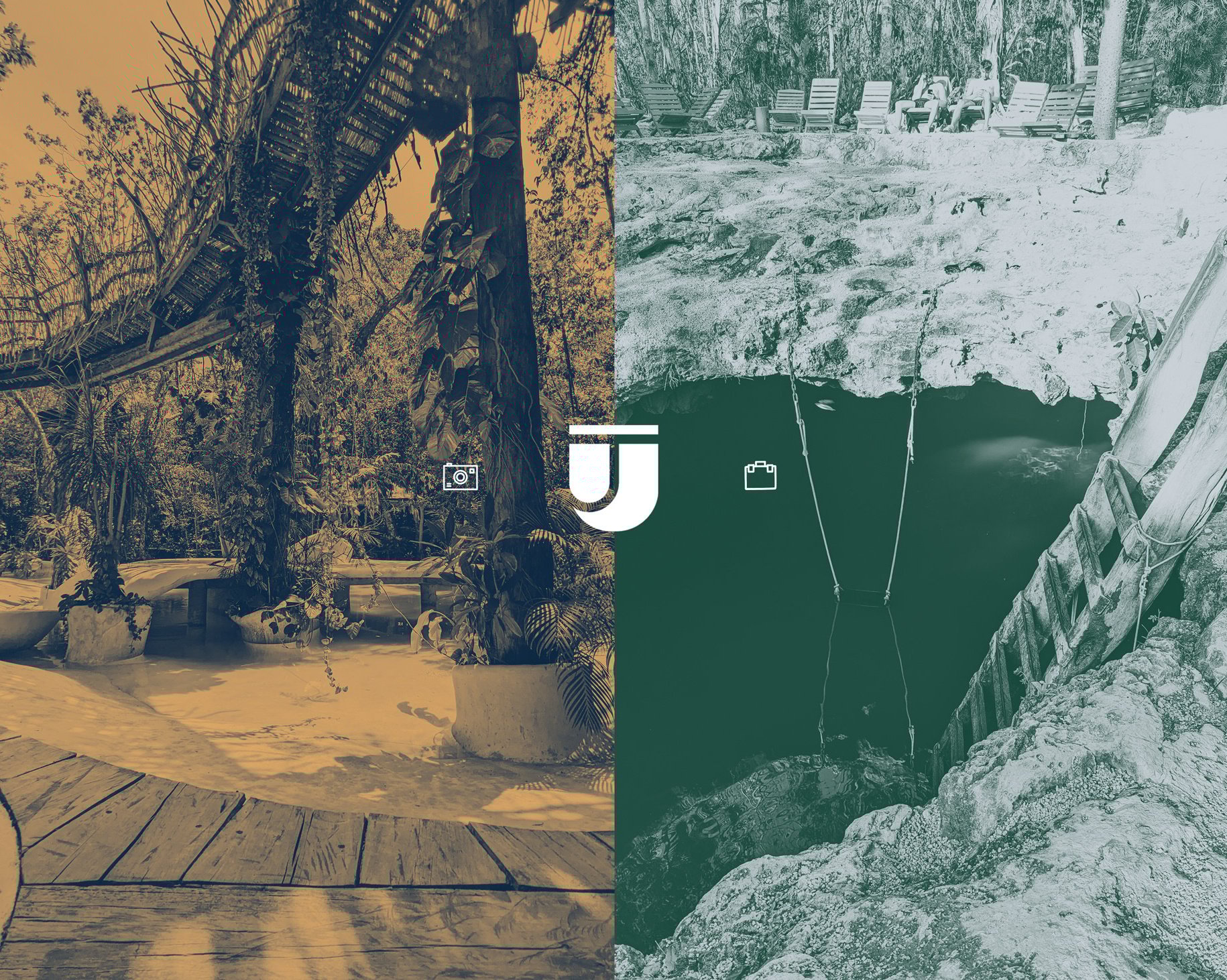 Photography with color gradients and icons