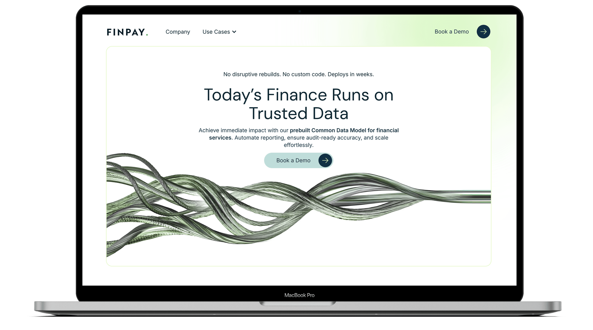 FinPay home page mockup in MacBook PRO
