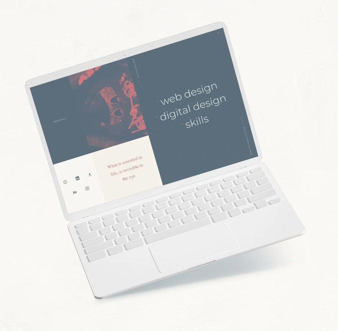JS Design laptop mockup with home page screenshot