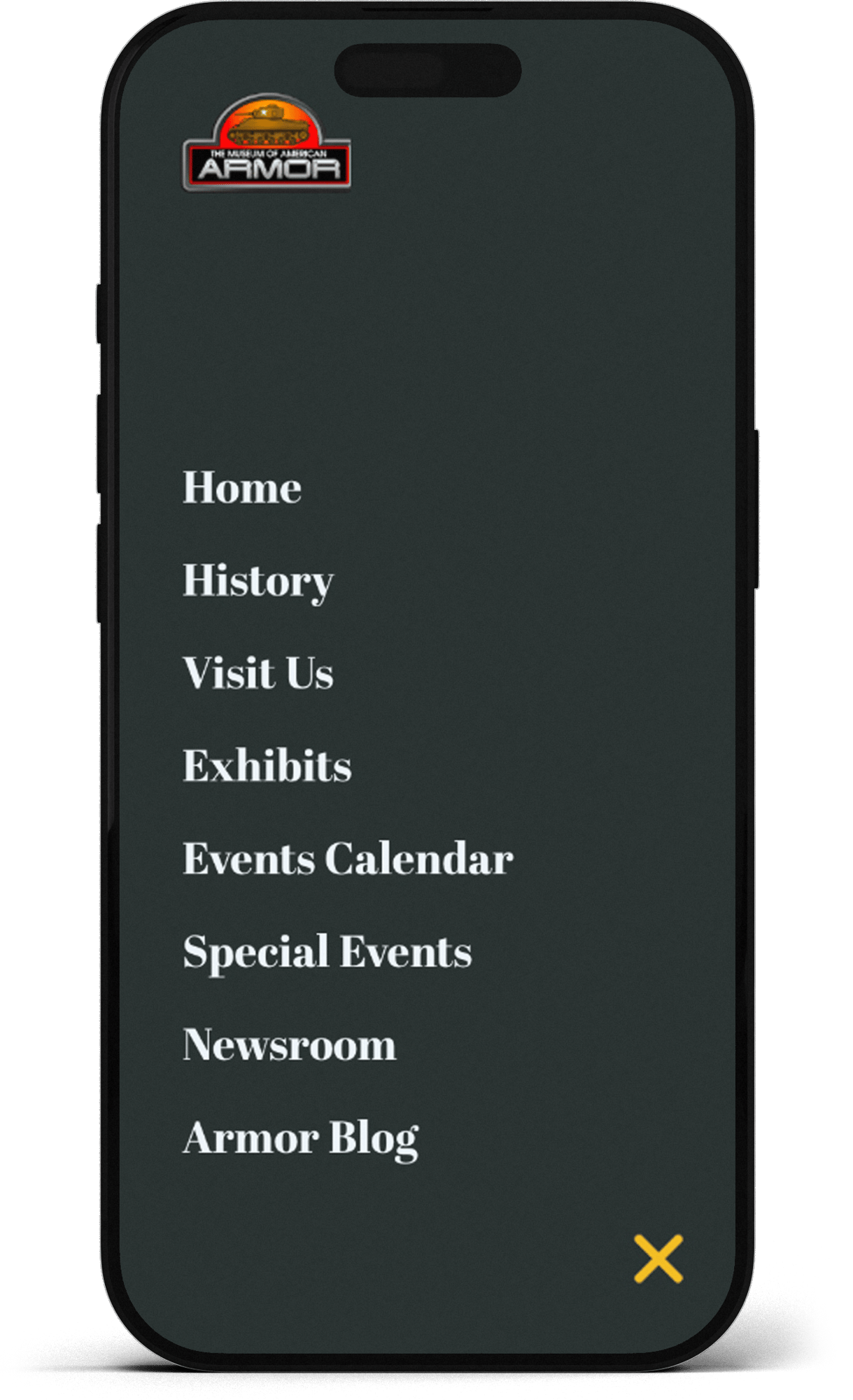 Mobile Menu mockup on phone