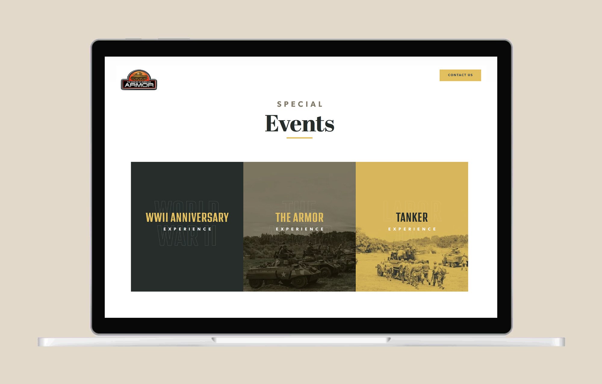 Museum of American Armor screenshot of Special Events page