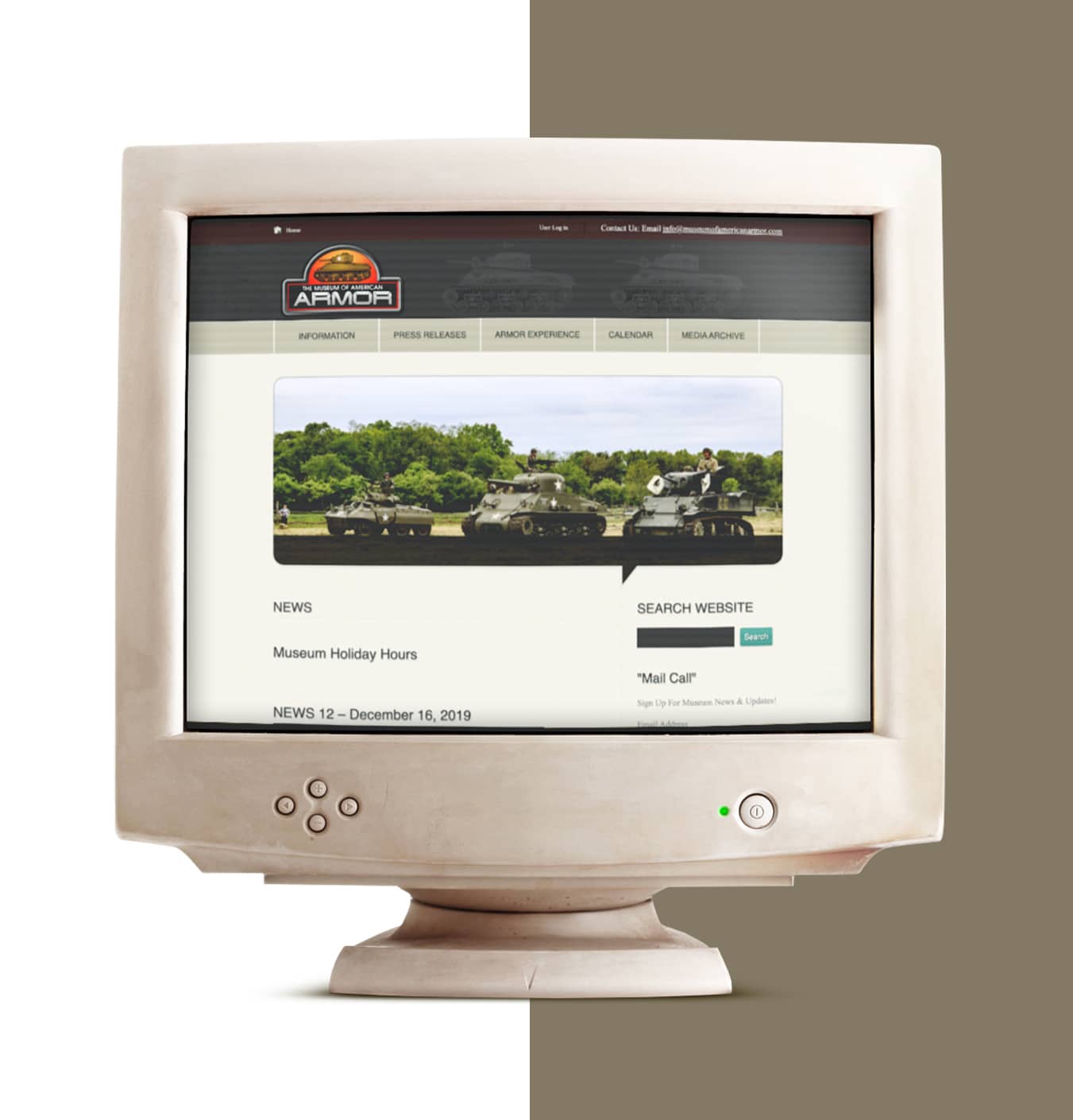 Screenshot of old MOAA website with dated design and architecture