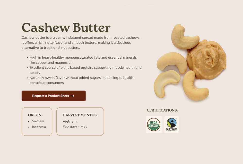 Cashew Butter Product Page